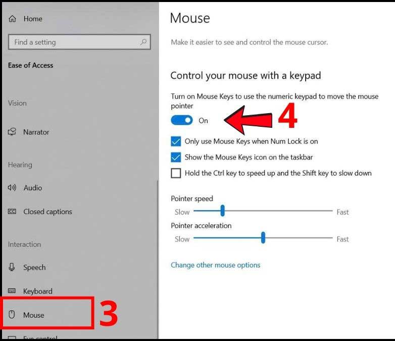 Bật nhầm Mouse Keys trên Windows