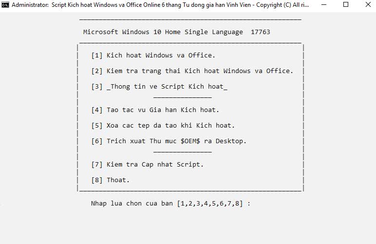 Chọn phím 1 Chọn phím 1