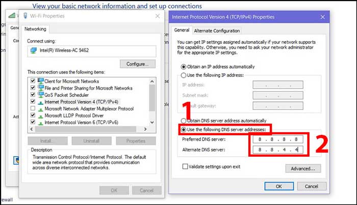 Đổi DNS sang Google DNS hoặc Cloudflare DNS