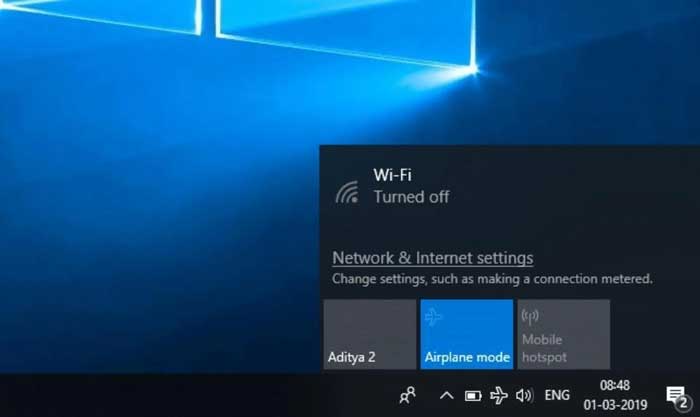 Kiểm tra WiFi, Airplane Mode và phím tắt trên laptop