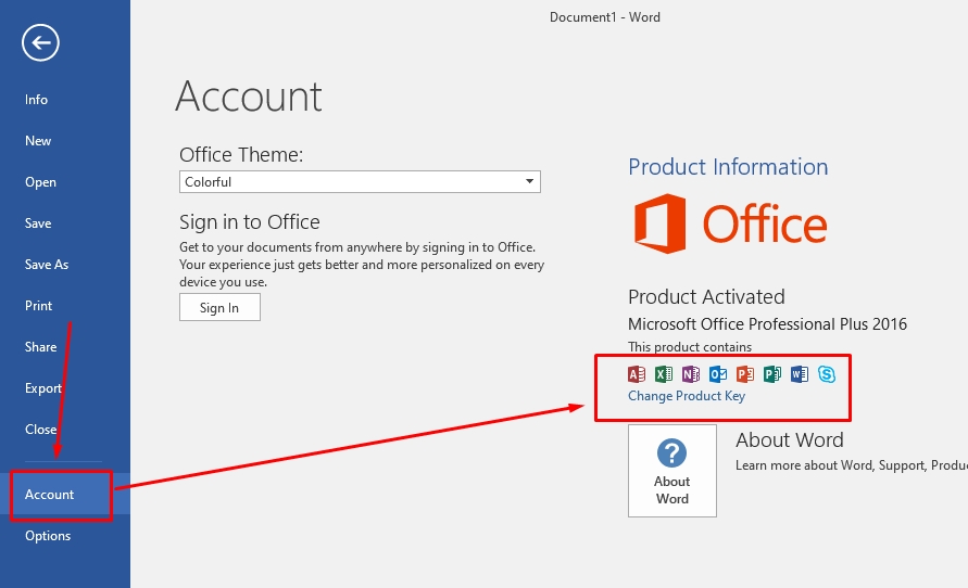 Cách nhập Key Office 2016 Cách nhập Key Office 2016