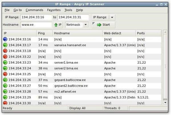 Giao diện phần mềm scan ip